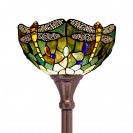 Amber Yellow Dragonfly Torchiere Stained Glass Torch Lamp