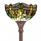 Amber Yellow Dragonfly Torchiere Stained Glass Torch Lamp