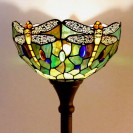 Amber Yellow Dragonfly Torchiere Stained Glass Torch Lamp