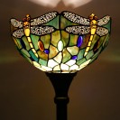 Amber Yellow Dragonfly Torchiere Stained Glass Torch Lamp