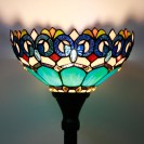 Blue Jewelry Baroque Torchiere Stained Glass Torch Lamp