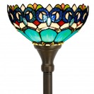 Blue Jewelry Baroque Torchiere Stained Glass Torch Lamp