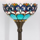 Blue Jewelry Baroque Torchiere Stained Glass Torch Lamp