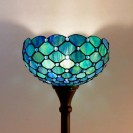 Sea Blue Pearl Torchiere Stained Glass Torch Lamp